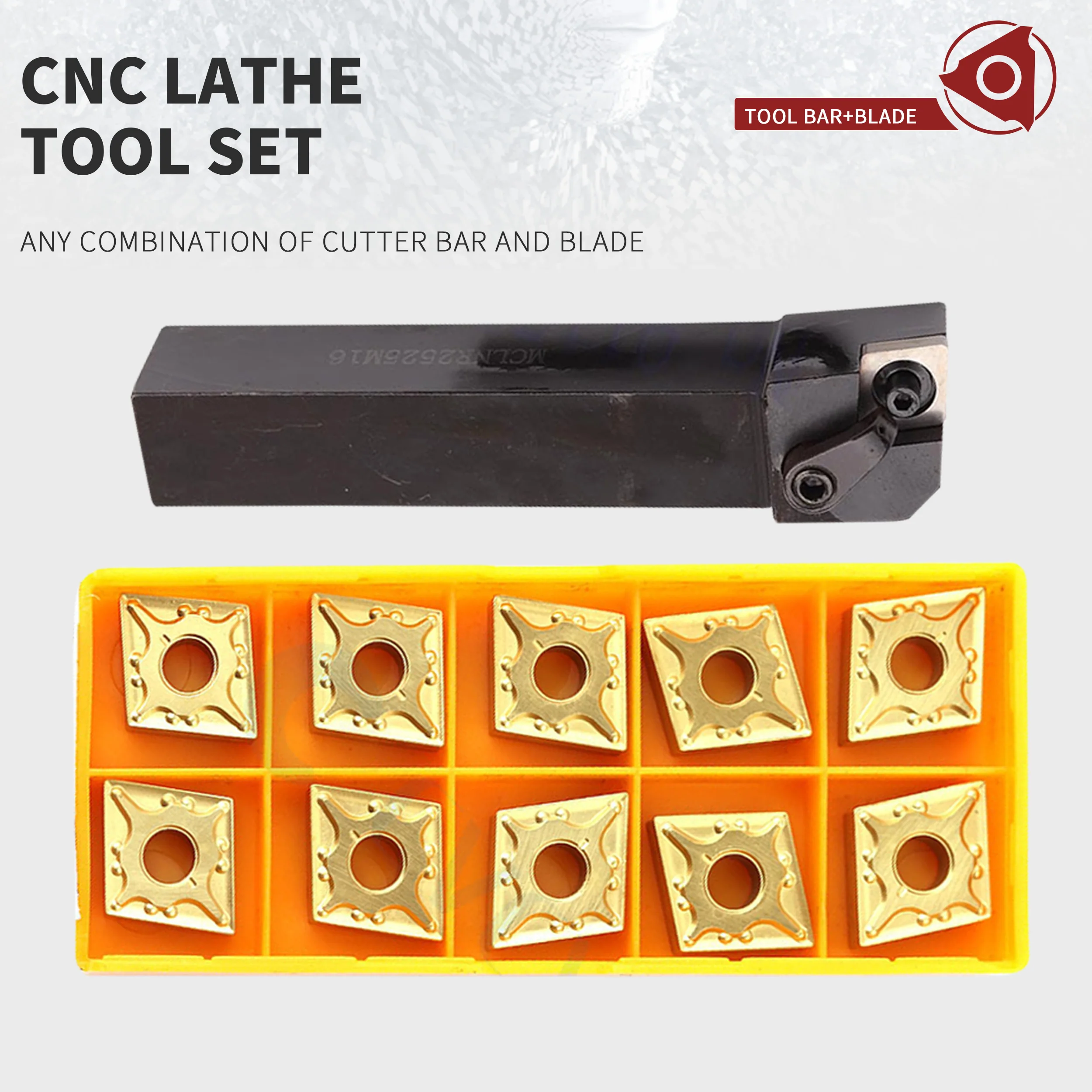 1pc Holder MCLNR2020K12 MCLNR2525M12 Tool portautensili per tornitura esterna + 10 pezzi CNMG inserti in metallo duro Set di utensili per tornio