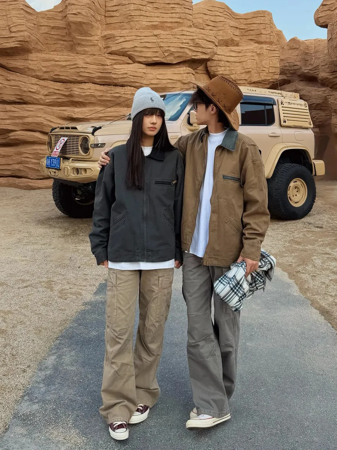 

Мужская куртка в американском ретро-стиле с воротником-стойкой, повседневная свободная верхняя одежда для пар, рабочая одежда, на молнии, из полиэфирного волокна