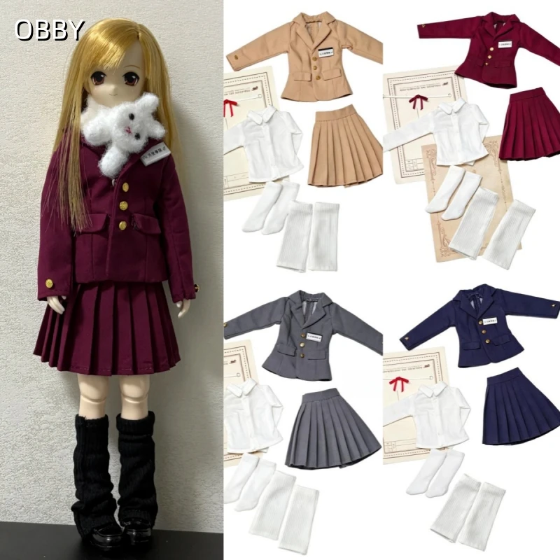 Blythe OB22 Doll Clothes Japanese School Uniform Formal Suit Shirt JK Pleated Skirt For 1/6 BJD OB24 Gift Birthday