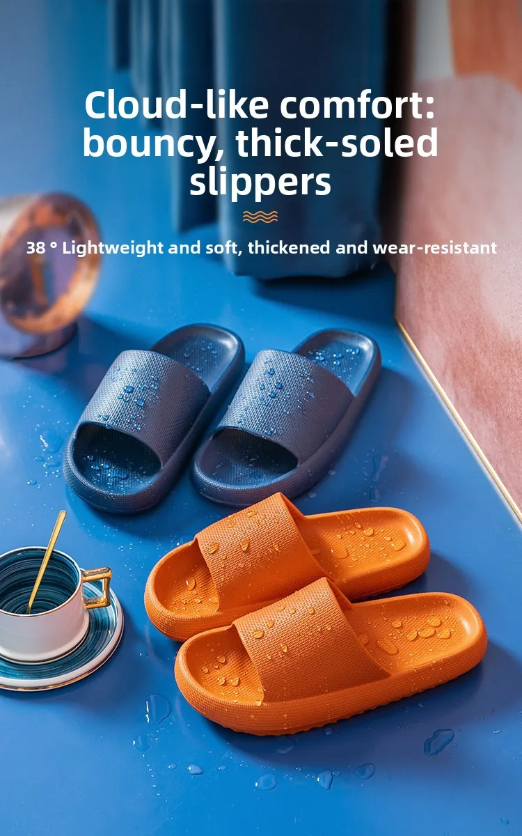 Home-use men's and women's thick-soled couple's household quiet-sounding bathroom slip-on shoes with a feces-sensing feature
