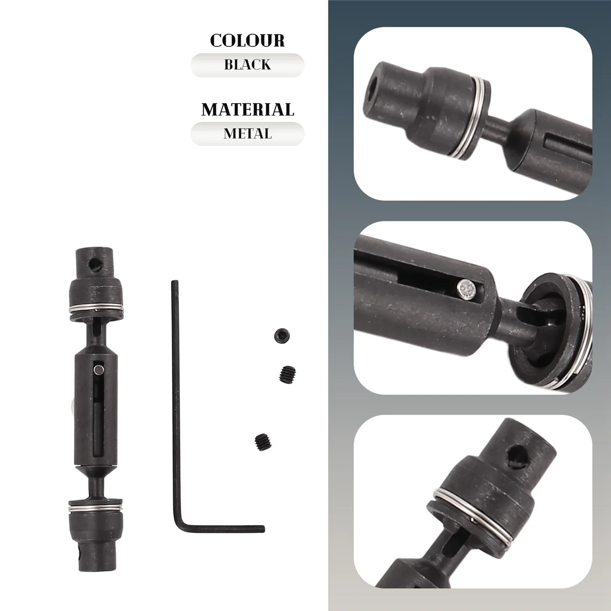 عمود محرك CVD معدني من BAAA لـ WPL D12 C24 C34 B14 B24 B16 B36 MN D90 MN99S HengLong RC ملحقات قطع غيار السيارات، أسود