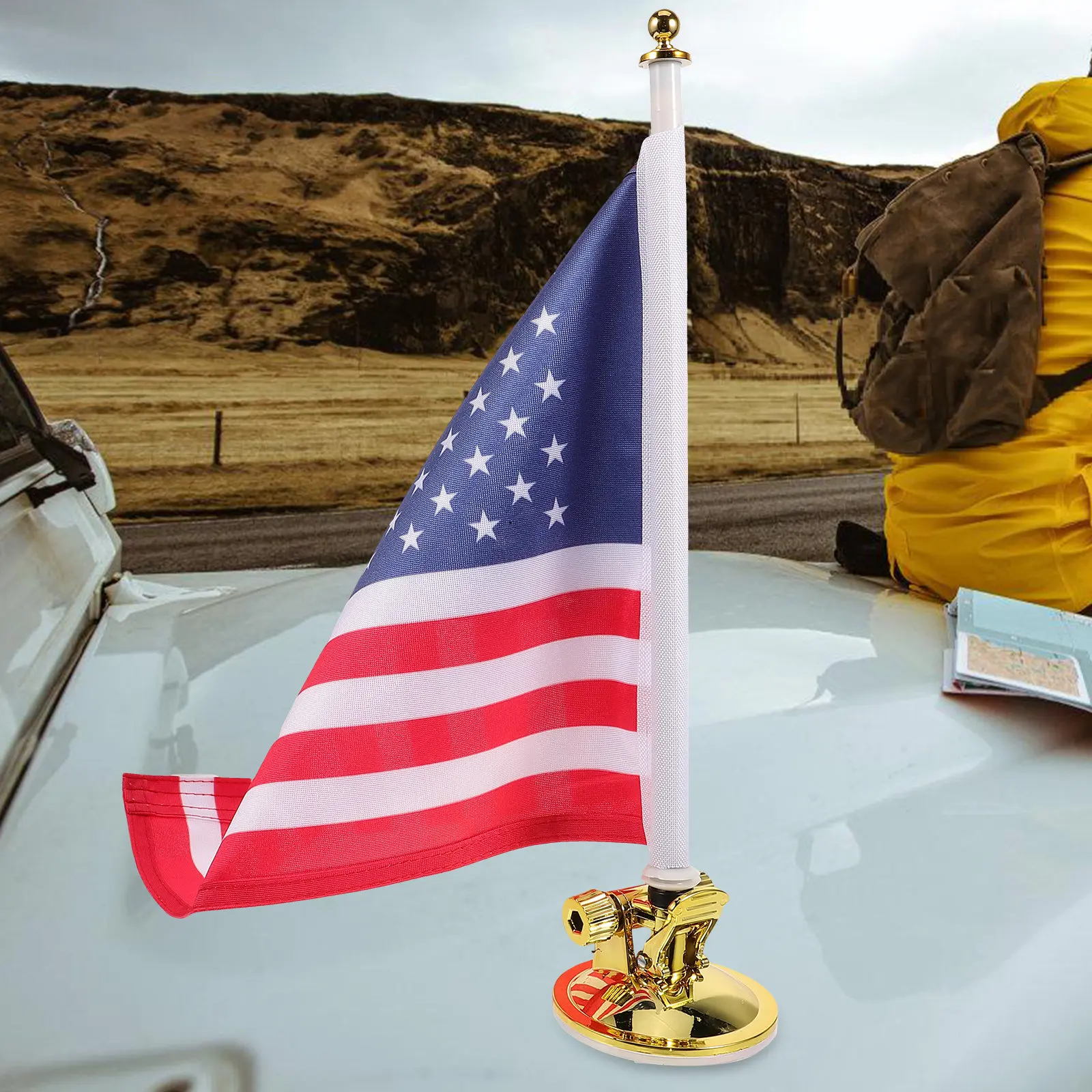 1Set Suction Cup Flag Pole Base Strong Windproof Flagpole Holder for Cars Windows Walls Easy Install Multi Use Flag Display view 4