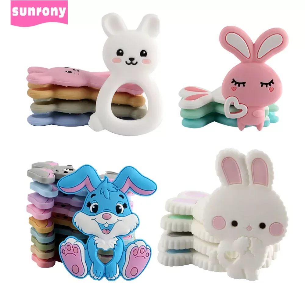 Sunrony 1pc New Baby Teether Cartoons Animal Rabbit Chewing Pandent Accessories For Jewelry Making DIY Jewelry Accessories