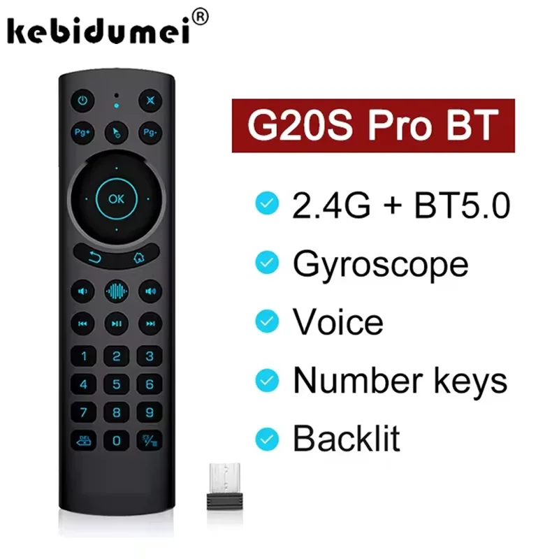 G20S PRO BT Air Mouse Backlit Light 2.4G Wireless Gyroscope Smart Remote Control With Voice IR Learning for Android TV Box