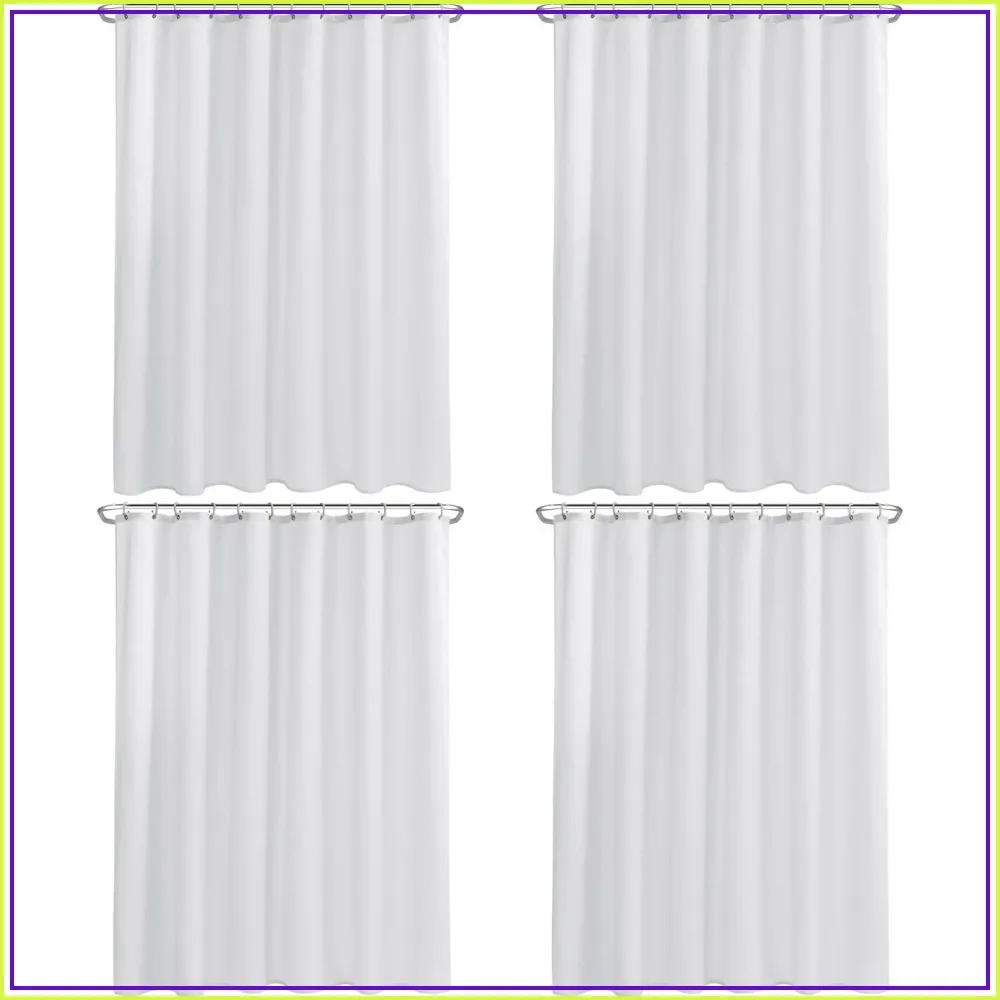 

4 Pack Fabric Shower Curtain Liners W72xH72 - Washable, Water Resistant, Hotel Quality, White with 8 Magnets