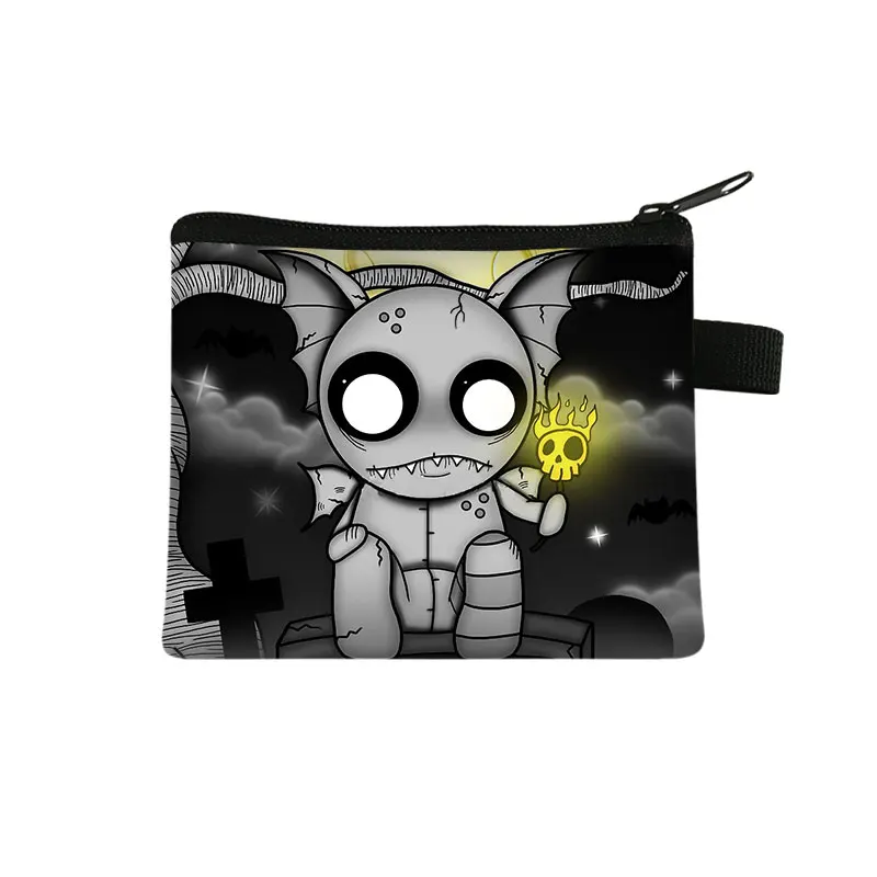 Carino Voodoo Doll Print portamonete portafoglio donna ragazzi ragazze Mini borsa portamonete borsa da donna chiave porta rossetto borse da viaggio