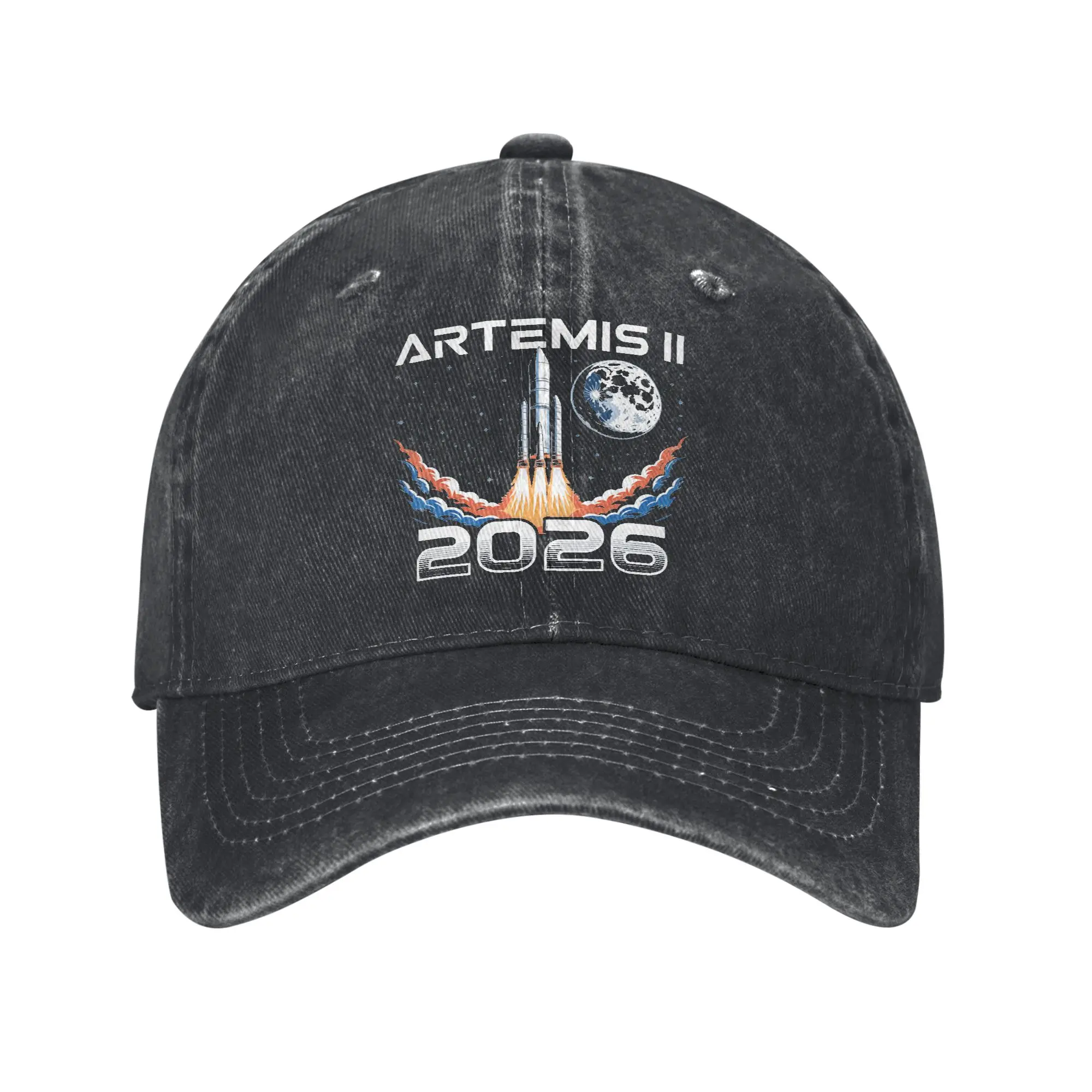 Artemis II Launch Back to The Moon Baseball Cap Unisex Style Distressed Denim Snapback Hat 2026 Space Outdoor Workouts Soft Hat