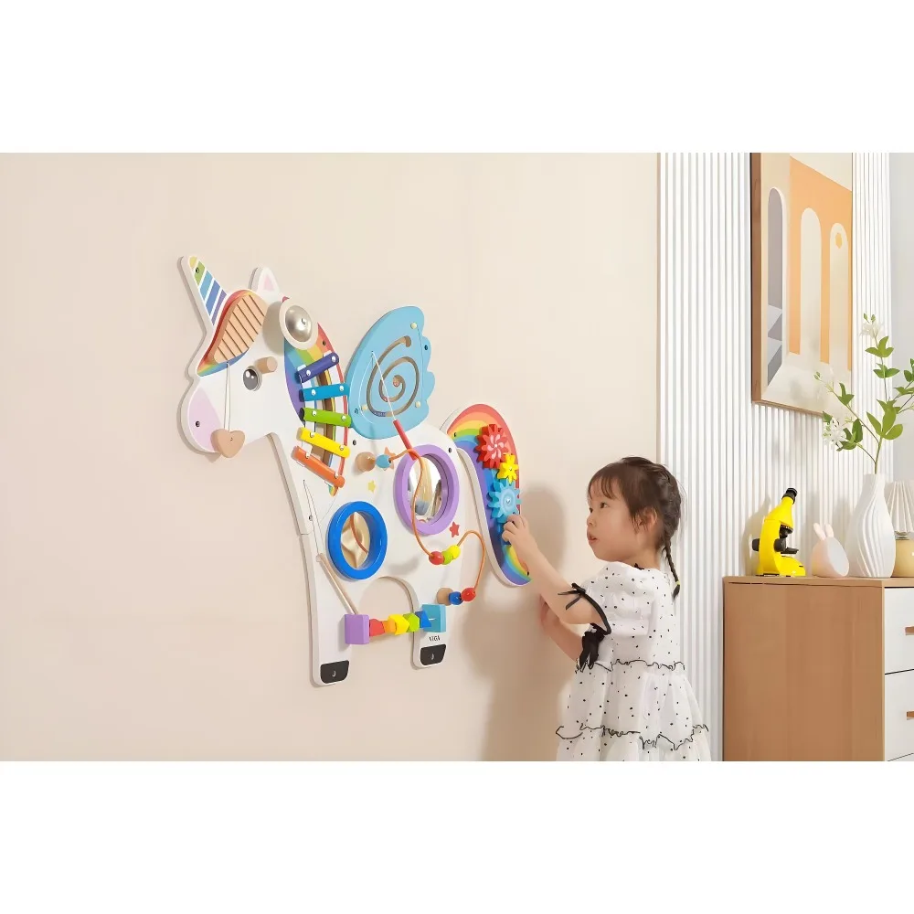 Montessori Daycare Wooden Sensory Wall Busy Board  Animal Pattern Educational Sensory Board Game for Toddler Activity Play