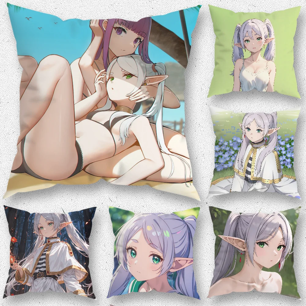 

Sousou No Frieren Pillow Case For Home Bedroom Room Decoration Living Room Sofa Cushion Cover Suitable