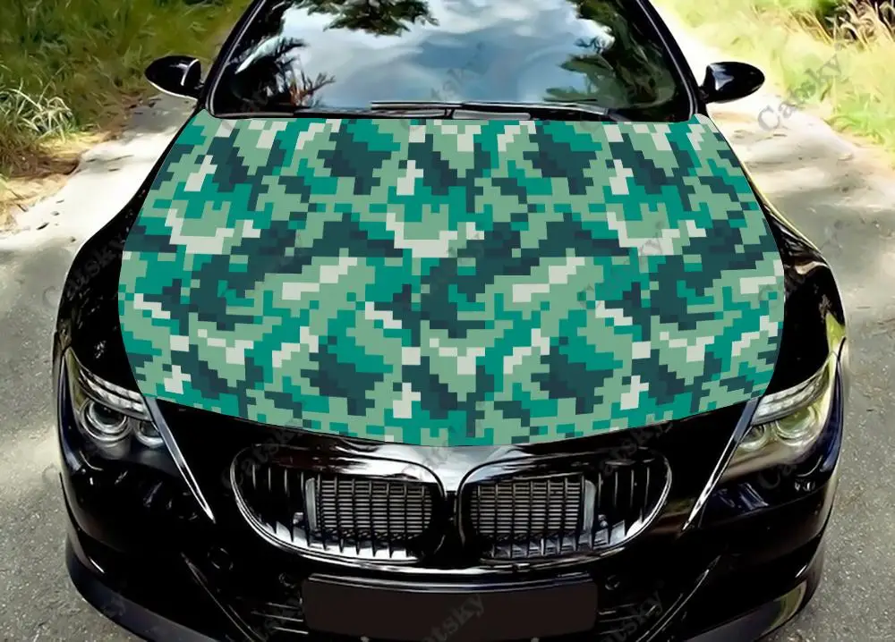 

Pixel Cyber Future Camo Car Hood Vinyl Stickers Wrap Vinyl Film Engine Cover Decals Sticker Universal Car Hood Protective Film