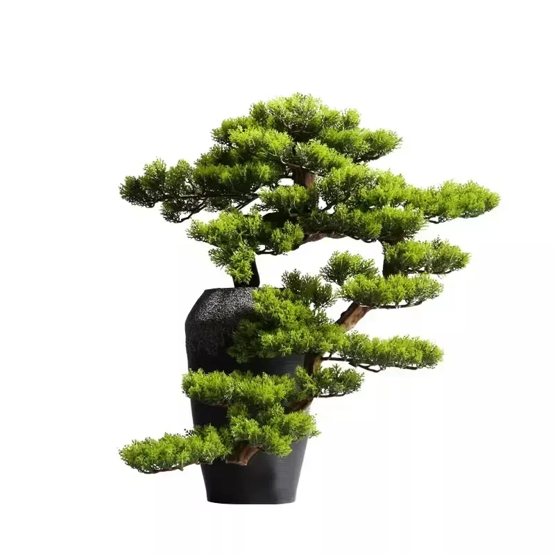 

Artificial Cliff Cypress Welcome Pine Bonsai Plant Office Decoration Green Tree Home Porch Hotel Soft Installation Landscape