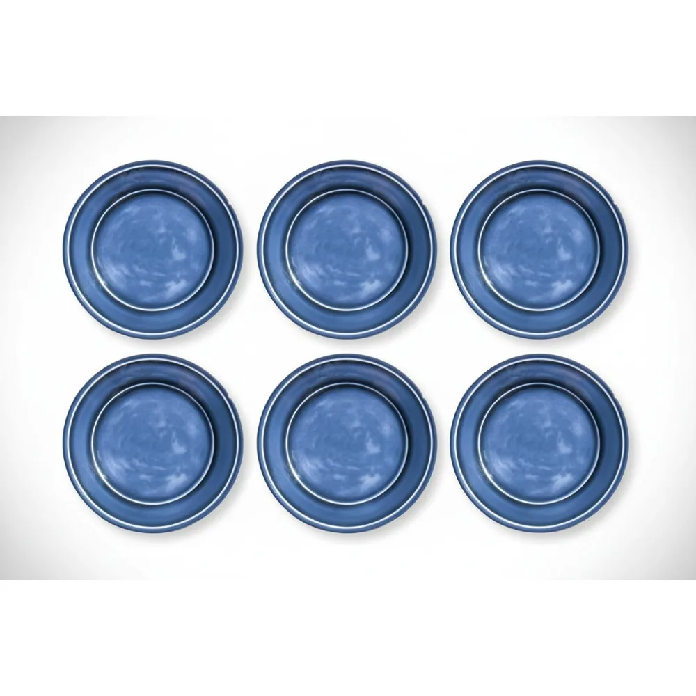 

Microwave Safe Melamine Dinner Plates Set of 6, Blue, 10.5 Inch - Break Resistant for Family & Outdoor Dining