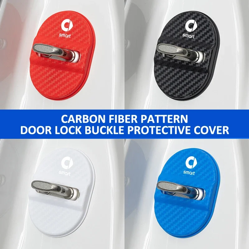 4PCS ABS Car Badge Door Lock Cover Sticker Car Accessories For Smart Forjeremy Escooter Roadster Prix Fortwo Forfour
