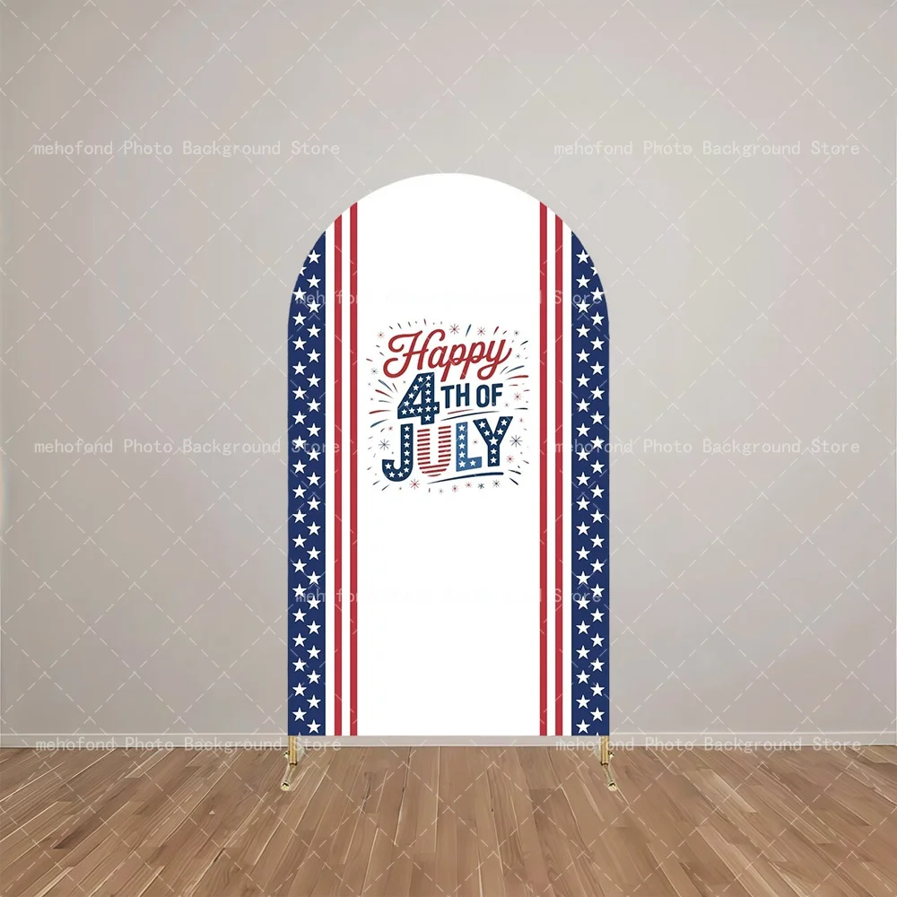 Mehofond Arch Backdrop Celebrating Happy 4th Of July With Striped National Flag Design Simple Elegant Background Decoration