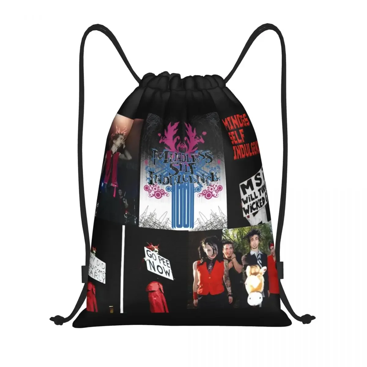 Custom  Mindless Hip Hop Punk Rock Self Indulgence awstring Bags Portable Gym Sports Sackpack Electro Training Backpacks