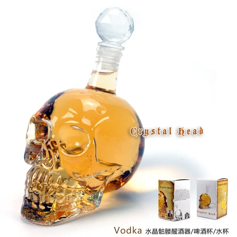 

Creative Crystal Skull Head Glass Bottle Whiskey Vodka Wine Bar Decanter Whisky Beer Spirits Cup Transparent Wine Drinking Cups