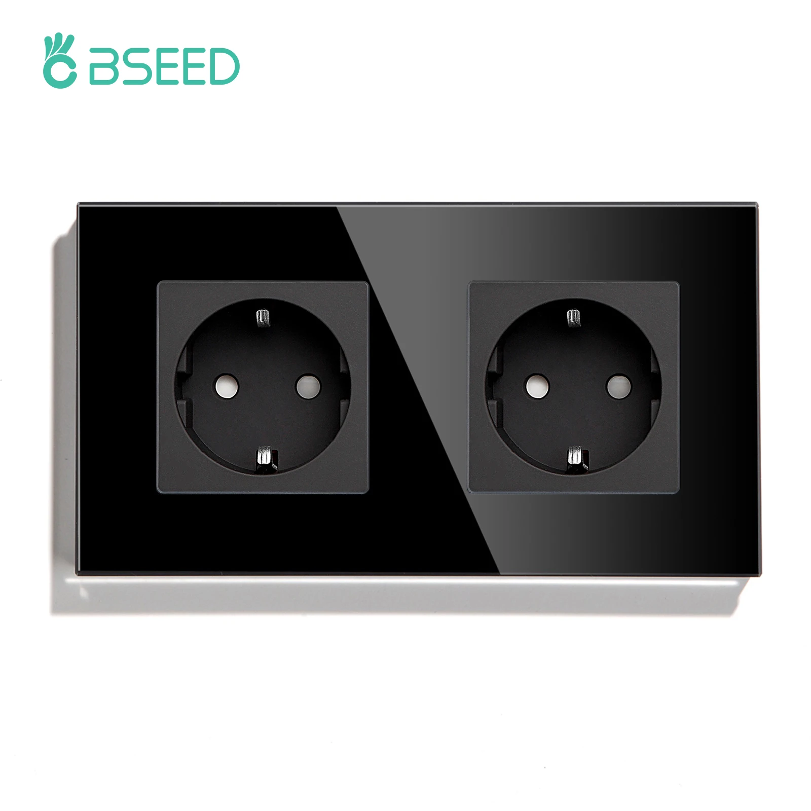 BSEED EU-Standard 1/2/3 Gang 2-Wege-Wand-Touch-Schalter Lichtsensor-Schalter Steckdose USB Typ-C Kristallglasscheibe 240 V Schwarz