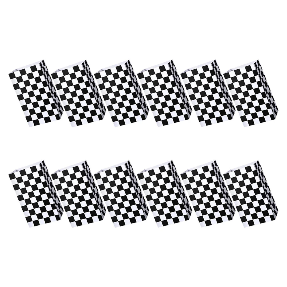 

12 PCS Checkered Gift Bag Flag Party Supplies Goodie Bags Racing Car