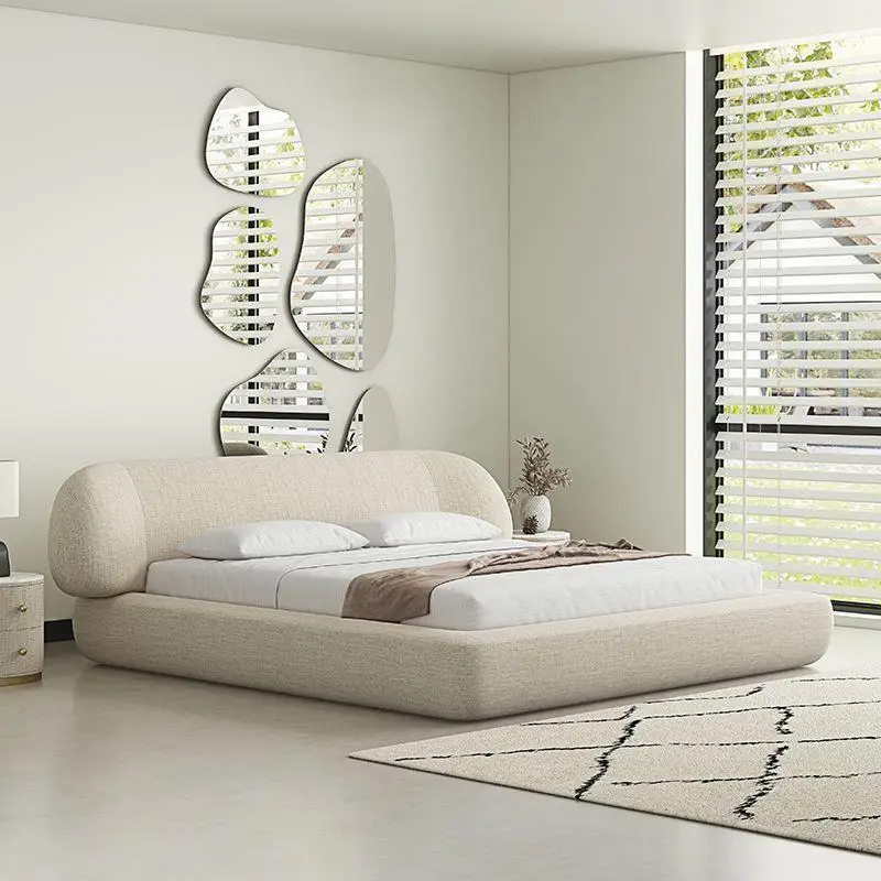 Bed French light ripe wind cotton and linen fabric bed double master bedroom advanced storage designer atmosphere