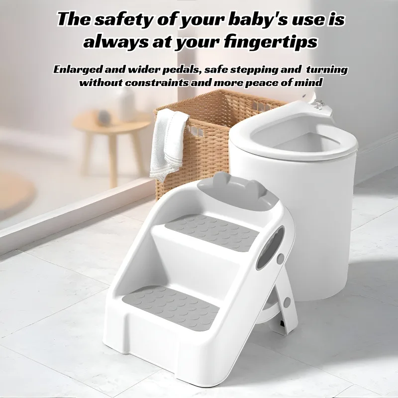 Non-Slip Korean Style Step Stool Kids Bathroom Sink and Toilet Ladder, Baby Wash Basin Footstool Durable Safety Grip Platform