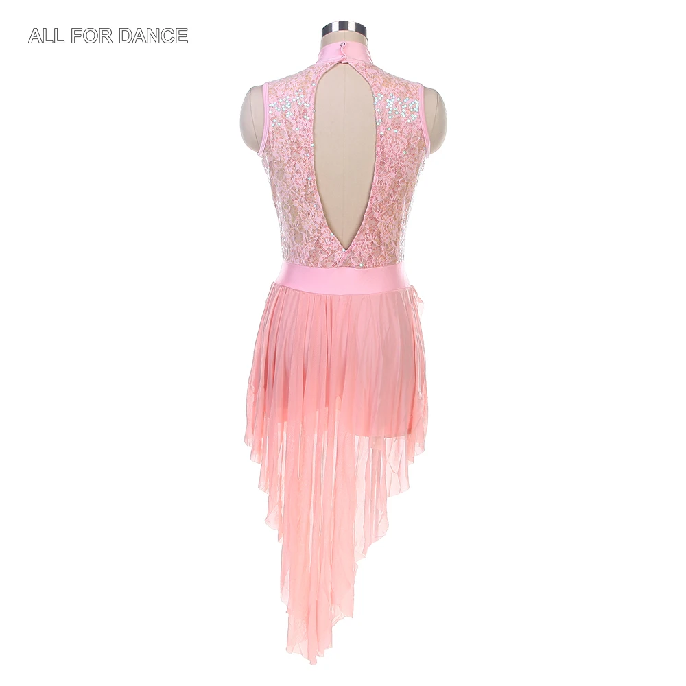 16027 Vestido de Ballet/lírico/de baile contemporáneo para niñas adultas, Top de LICRA con lentejuelas rosas, corpiño puesta en escena, ropa de baile Cosutme