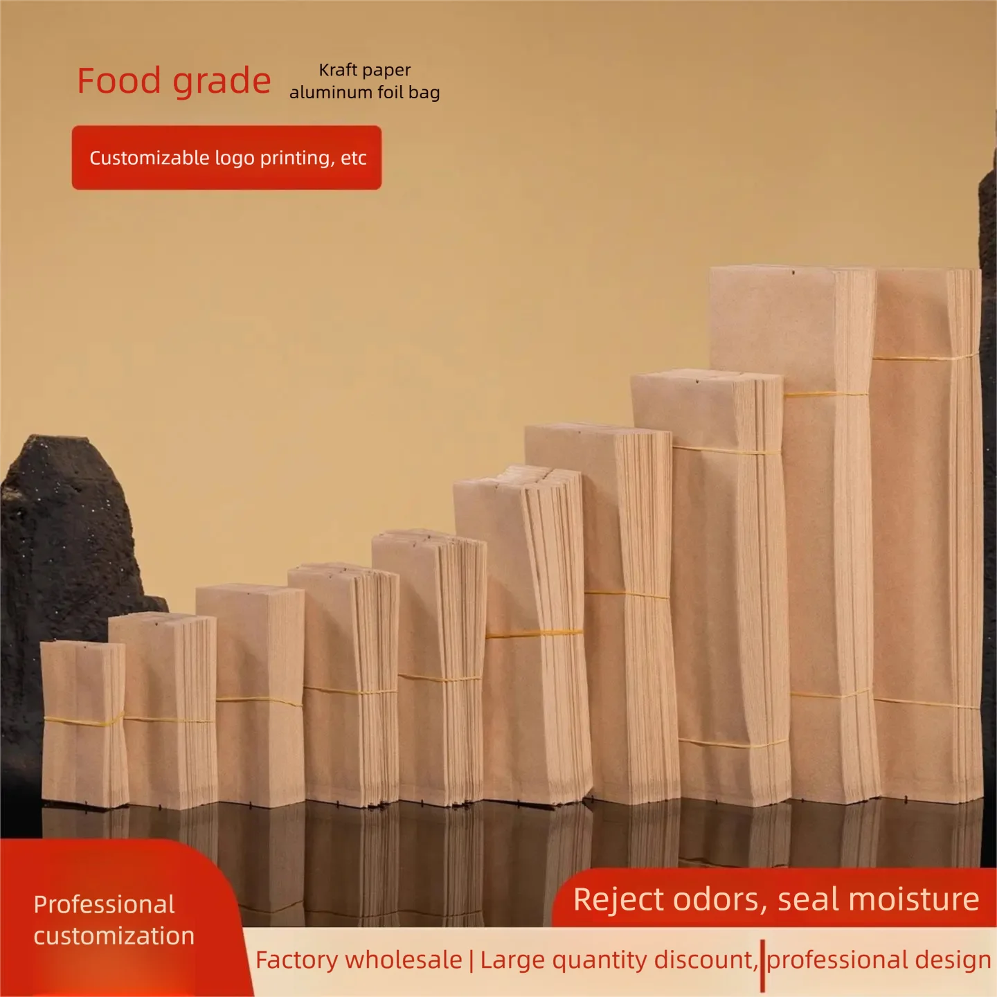 Sacchetti per imballaggio in carta Kraft da 50 pezzi, sacchetti interni in foglio di alluminio, sacchetti sigillanti in carta kraft, piccoli pacchetti individuali, personalizzabili