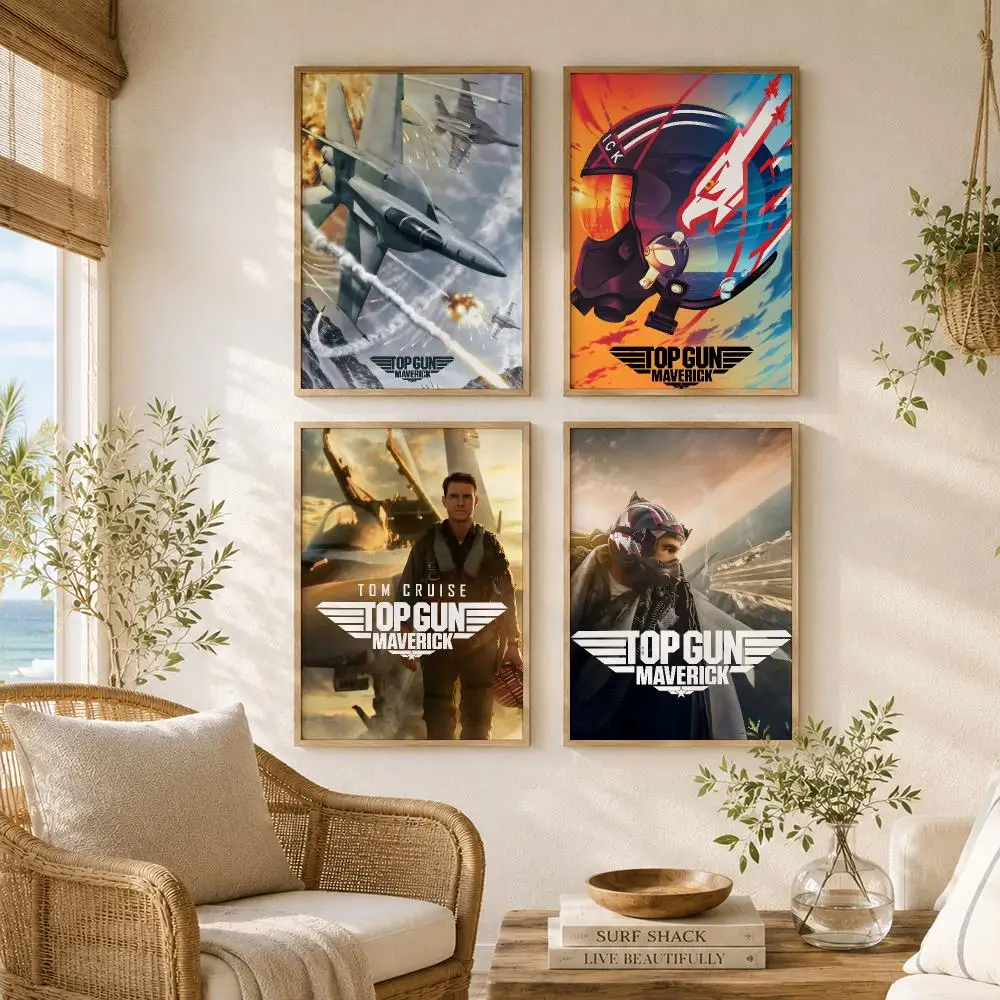 Classic Movie T-Top Gun Maverick Poster High-Quality Canvas Wall Mural Crease-Free For Living Room Bedroom Interiors