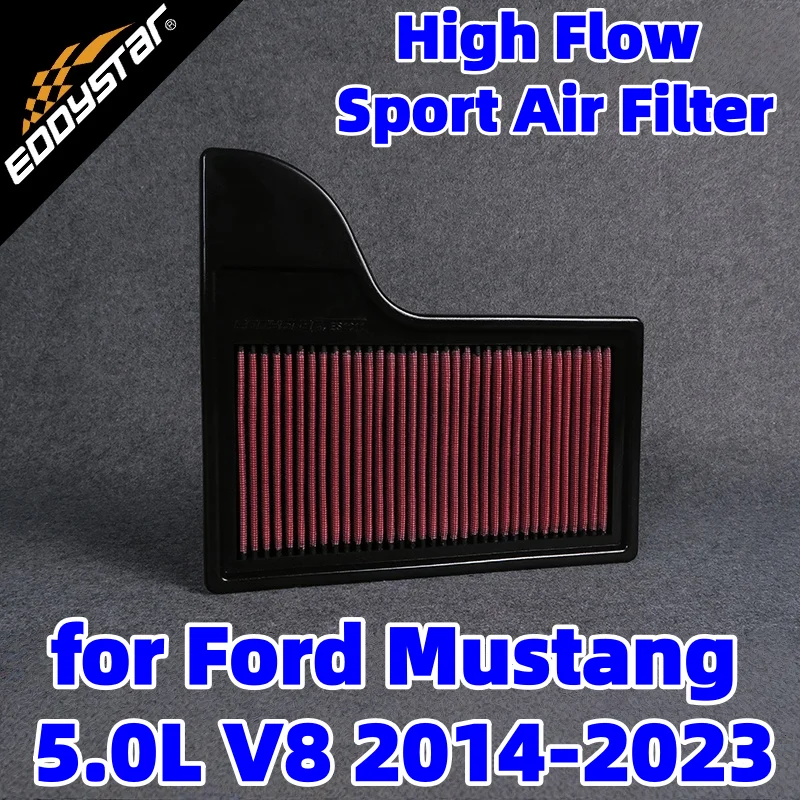 

Спортивный воздушный фильтр с высоким расходом для Ford Mustang 2014-2023 5,0 л V8 GT/Bullitt Coupe/конвертируемые моющиеся гоночные впускные фильтры