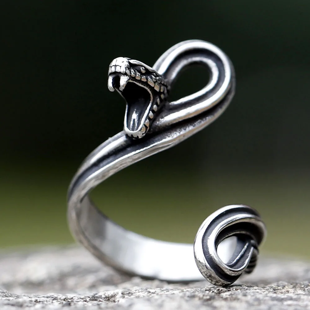 Vintage New Design Stainless Steel Snake Ring Punk Biker Hip Hope Ring For Men Women Animal Jewelry Free Shipping