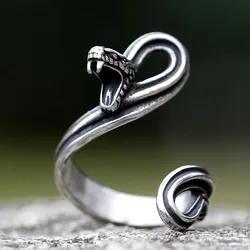 Vintage New Design Stainless Steel Snake Ring Punk Biker Hip Hope Ring For Men Women Animal Jewelry free shipping