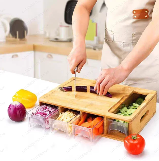 

Многофункциональный бамбуковый рабочий стол с выдвижным ящиком и разделочной доской (только для нарезки овощей, без измельчения)