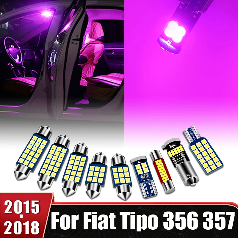 

For Fiat Tipo 356 357 2015 2016 2017 2018 9pcs Car LED Light Interior Glove box Bulbs Reading Lamps Trunk Lights Accessories
