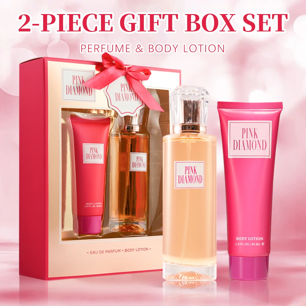 Eau de Parfum Spray and Body Lotion Gift Set Women's Fragrance Sets 3.4fl.oz EDP Spray and  2.8fl.oz Body Lotion PINK DIAMOND 2