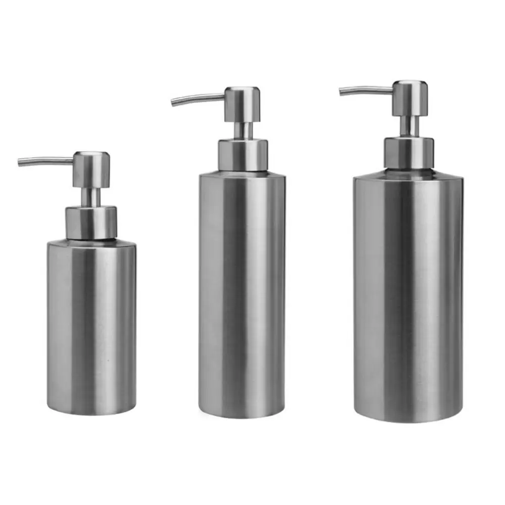 Cylindrical Countertop Sink Soap Dispenser 250ml/350ml/550ml Manually Pressing Emulsion Bottle High Quality Stainless Steel