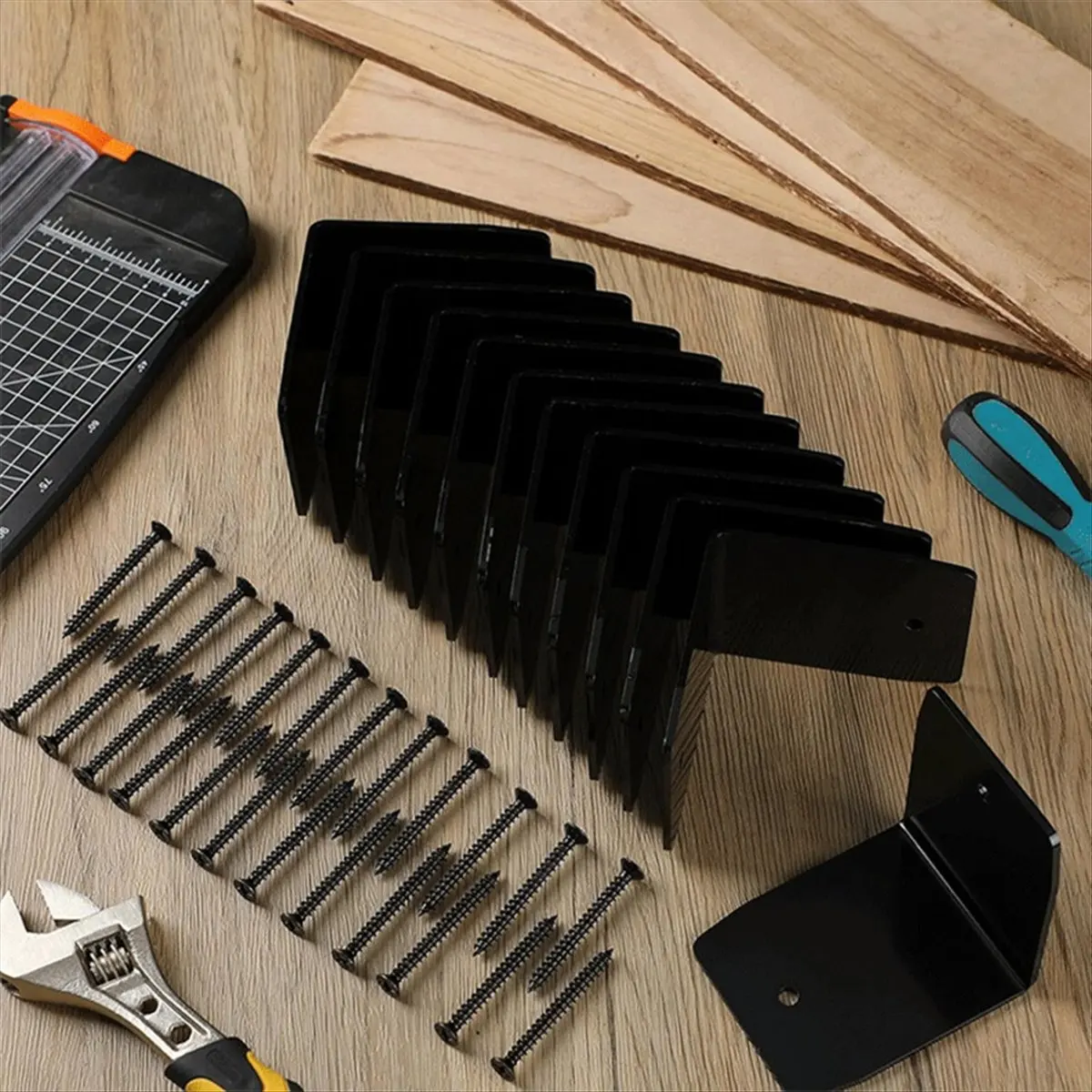 【مخزون】12 قطعة من مشابك أجهزة العريشة السوداء، دعامات رافتر لعريشة الخشب، شعاع الأخشاب، رافعة السقف B #1