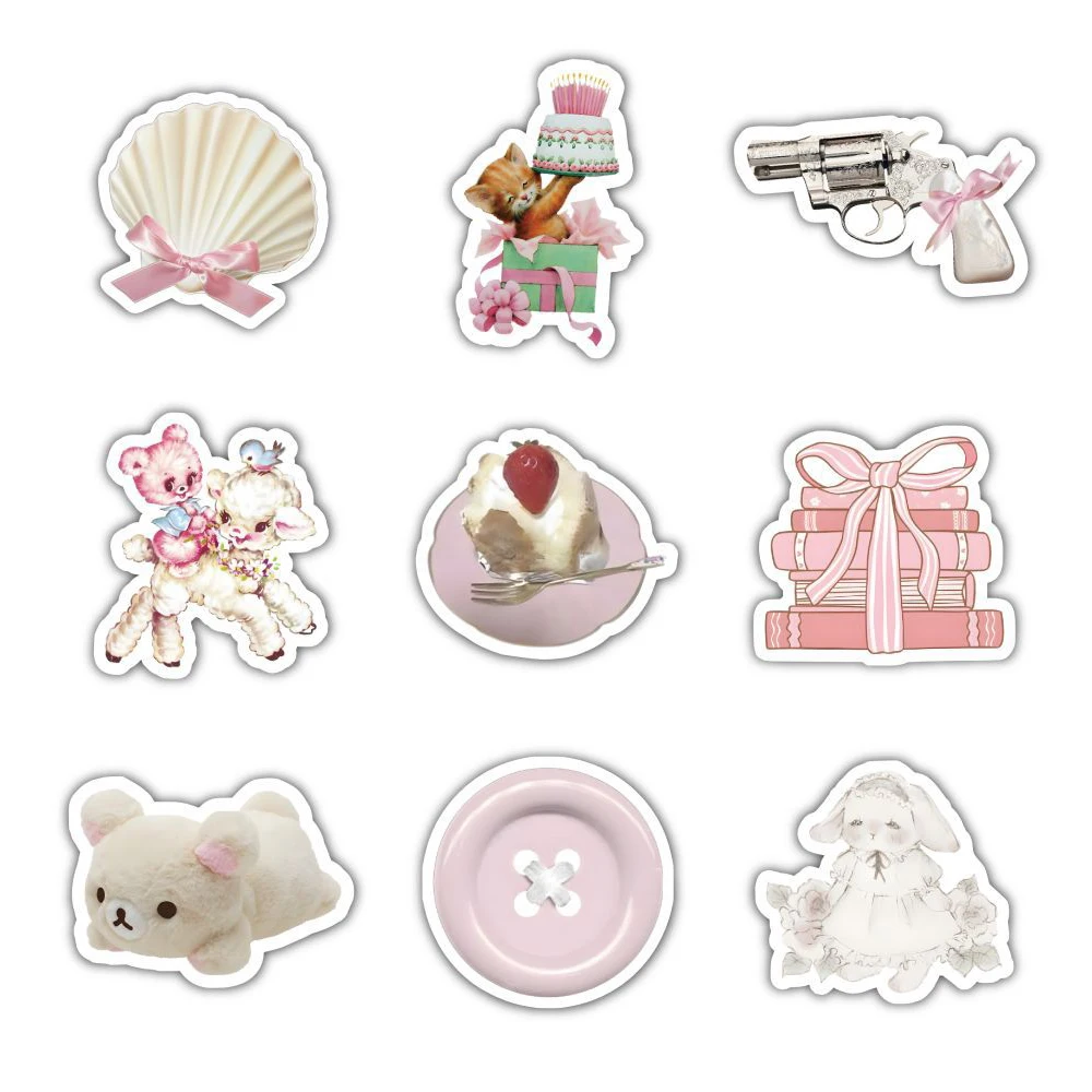 10/30/60pcs Cute Coquette Pink Ballet Girl Stickers decalcomanie Laptop Scrapbook valigia decorazione del telefono Sticker bambini classici giocattoli