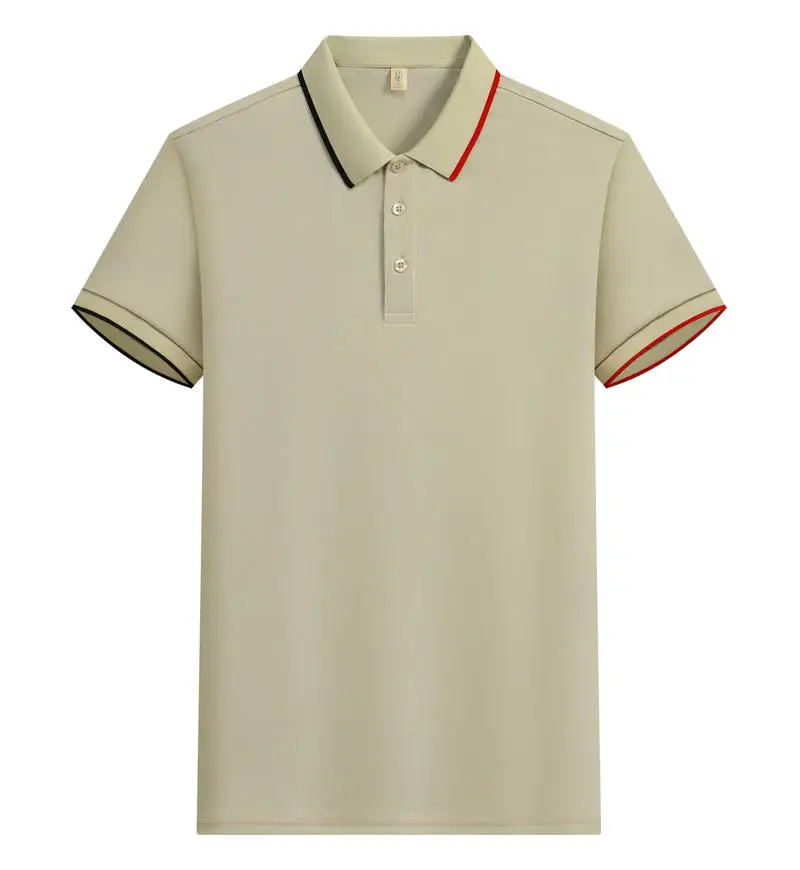 

Рубашка-поло мужская, роскошная версия, с короткими рукавами, воротник соответствующего цвета, на пуговицах, в полоску, классический хлопок, спортивный, деловой, повседневный