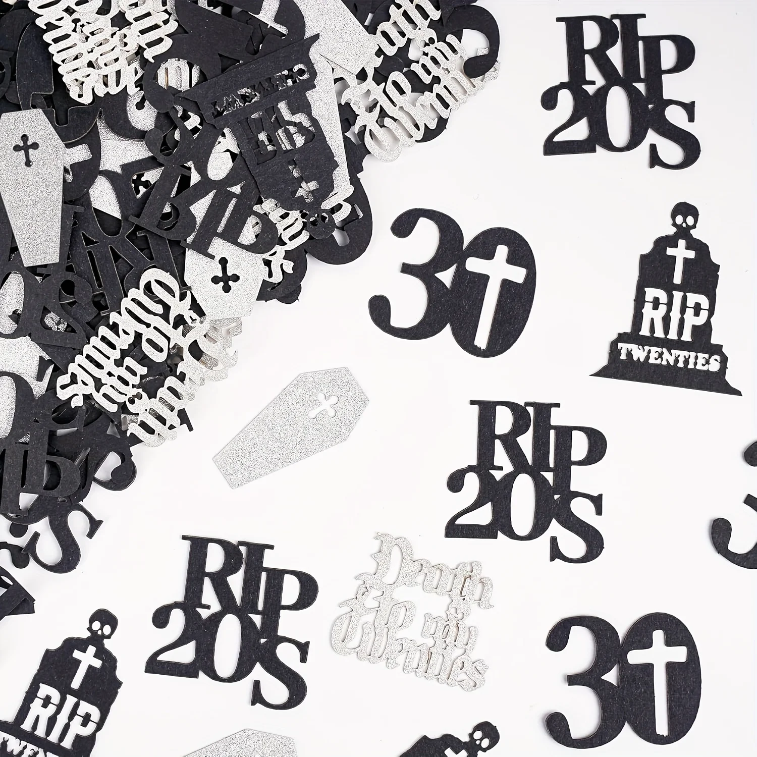30. Geburtstag Deko Frau Mann - 30 Geburtstagsdeko Rip 20s Konfetti Glitzer Tischdeko, Schwarz Silber Morte às Minhas Vigés