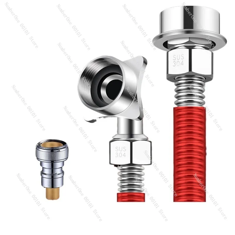 Stainless Steel Washing Machine Inlet Pipe Extension, Long Soft Pipe, Anti-fall Metal Connector, Fully Automatic Appliance Water