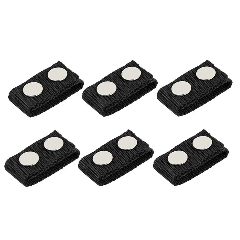 6Pcs Tactical Belt Keepers Nylon Double Snap Heavy Duty Belt Fixing Buckle Black Outdoor Camping Hiking