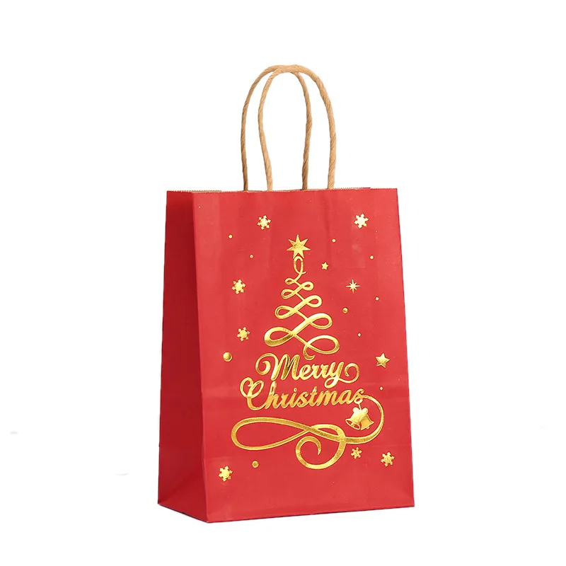StoBag, Reusable Gold Foil Christmas Paper Gift Tote Bags, Luxury Holiday party supplies, packing candy goodies, 12/30pcs