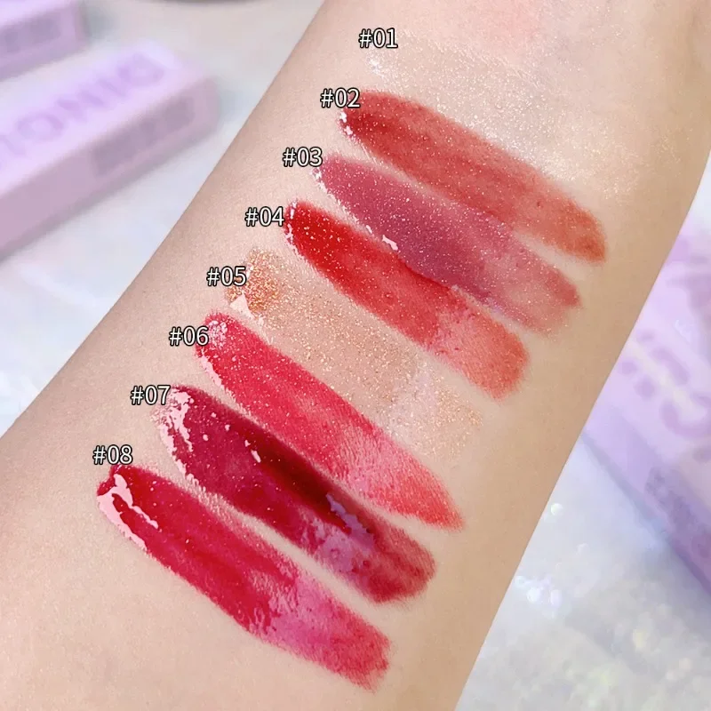 Pearl Mirror Lip Gloss 8 colors Waterproof Lasting Moisturizing Glitter Lip Glaze Shimmer Plumping Women Lips Makeup Cosmetics