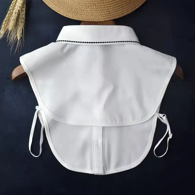 여성용 셔츠 가짜 칼라 클래식 블라우스 탑 셔츠 단색 셔츠 탈부착 가능한 칼라 여성용 탈착식 가짜 칼라