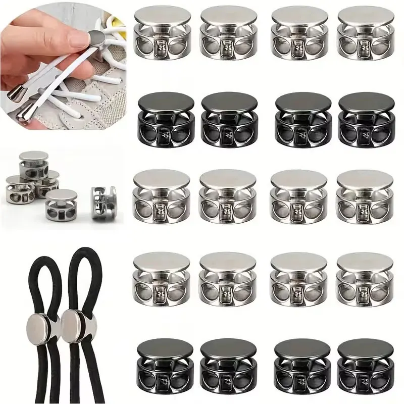 10/20pc Metal Rope Lock Double Hole Toggle Spring Stop Rope Lock Suitable for Pulling Ropes Shoelaces Backpacks Clothing Lanyard