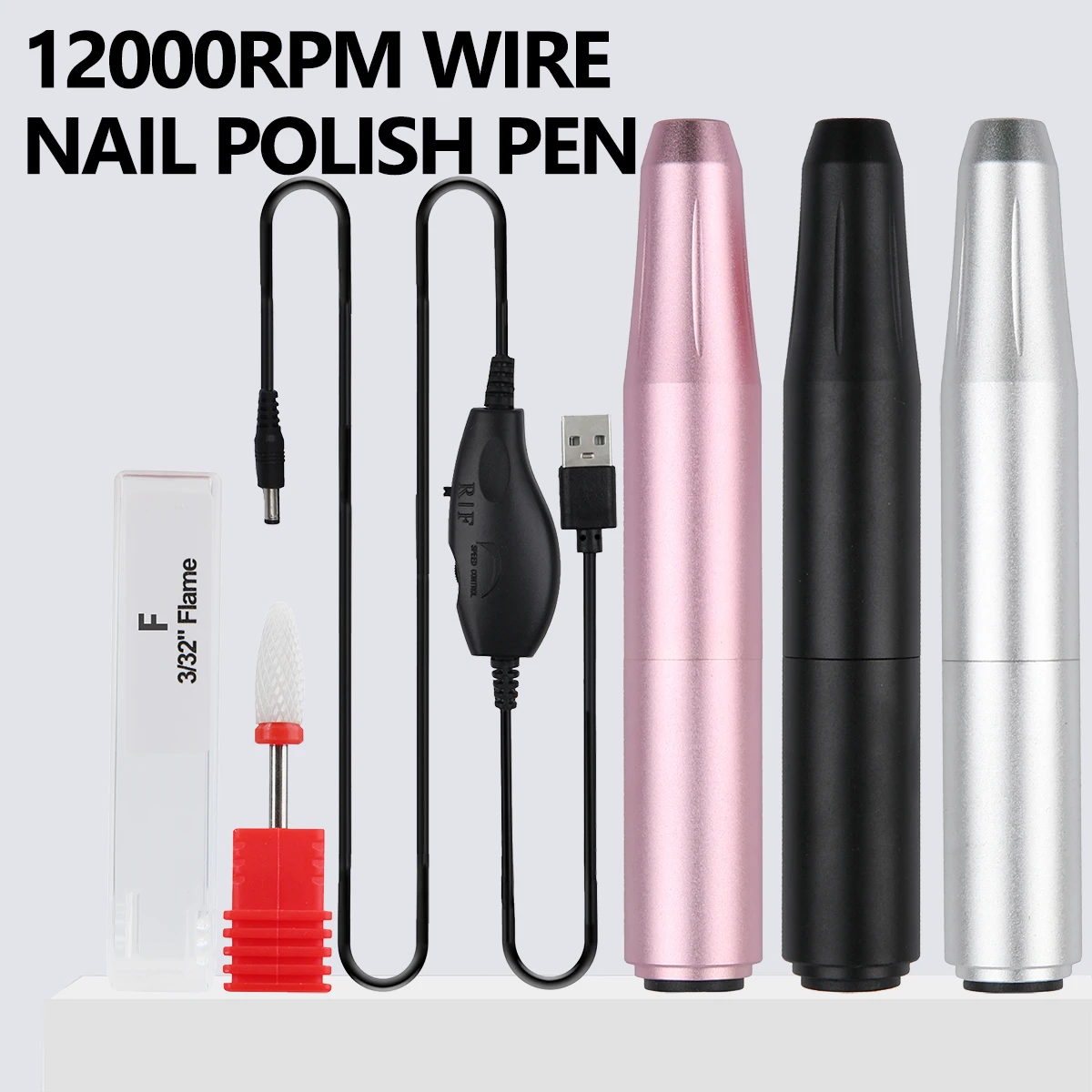 

12000 об/мин проволочная дрель для ногтей, полировальная ручка, USB-интерфейс, перезаряжаемая дрель для ногтей, набор, портативная маникюрная дрель, салонный инструмент