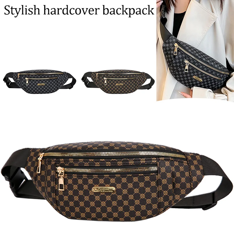 Daily Slim Retro Pattern Rider Waist Fanny Pack, Multi Compartment Crossbody Sling Bag for Motorbike Commute Outdoor