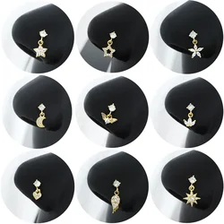 20G Surgical Steel Nose Rings for women Angle wig Nose Piercing Jewelry Body Jewelry Shiny CZ heart Dangle L Shape Nose Studs