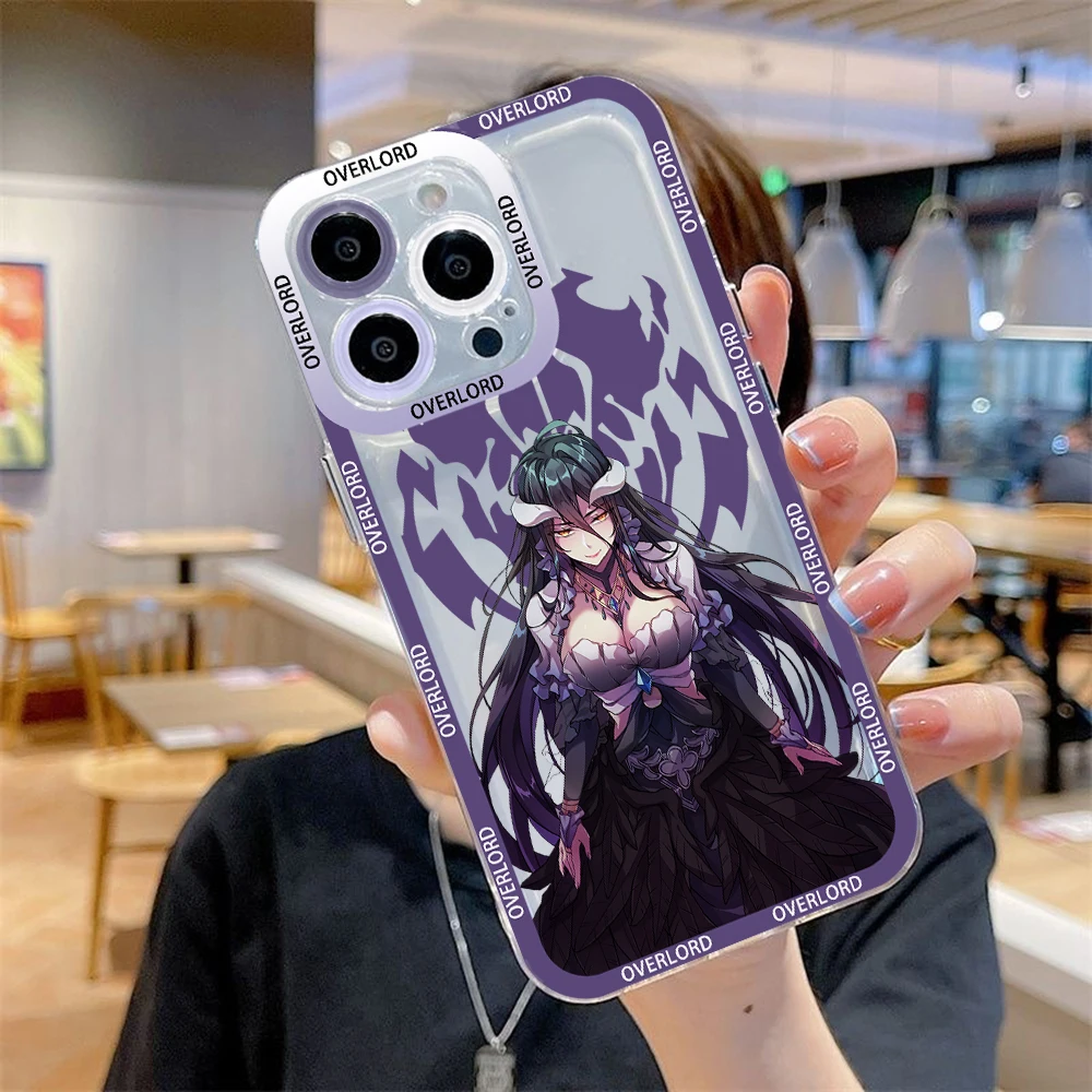 Anime OVERLORD Albedo Phone Case For iPhone 16 15 14 13 12 11 Mini Pro Max X XR XSMax 6S 6 7 8 Plus SE20 Transparent Cover