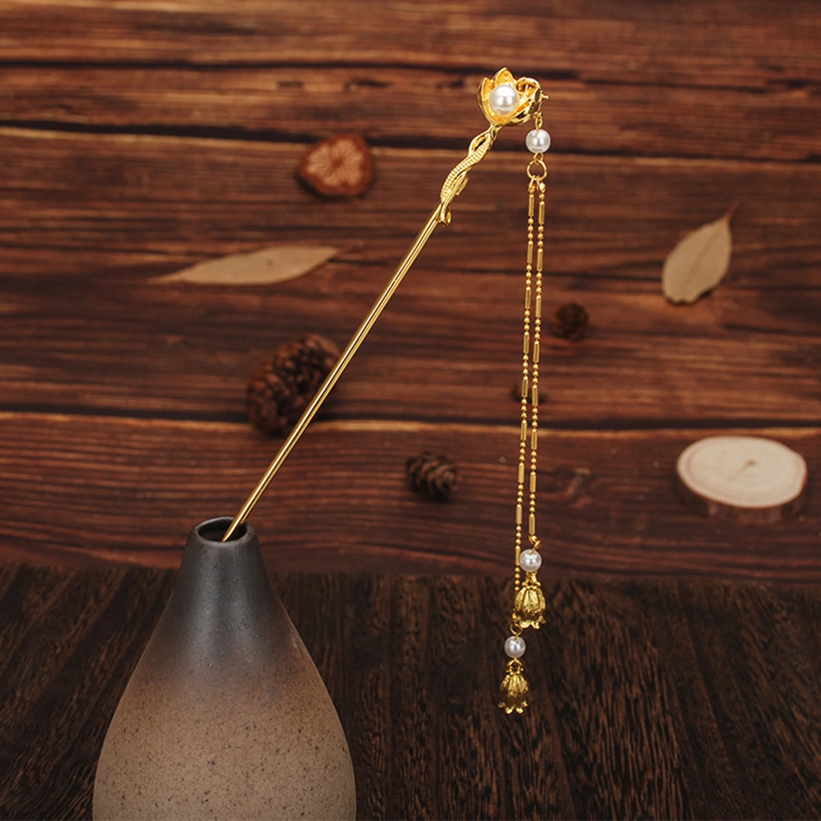 Pearl Hairpin Chinese Hanfu Hair Stick Vintage Tassel Golden Hair Clasp Chopstick 2023 New Retro Bride Wedding Hair Jewelry