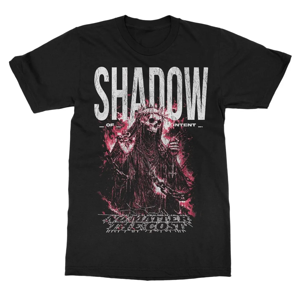 Shadow of Intent Thorn Crown Skull Reaper Dark Metal Theme Print T‑Shirt, Equipped with Eye‑catching Chained
